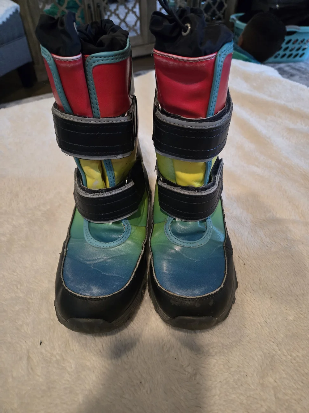Kids Rainbow Lands End Snow Boots with Velcro Straps
